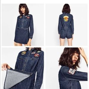 Rare Zara Outdoor Blogger Denim Jumpsuit sz Small